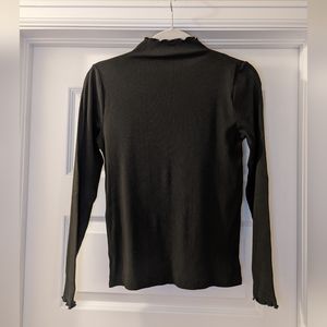 LOFT Olive Green Ruffle-Neck Top